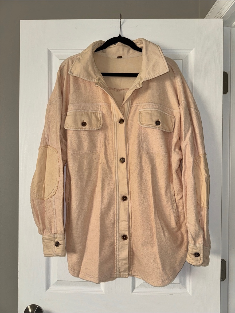 Free People Oversized Utility Shacket in Light Peach